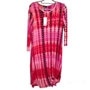 Simply Southern Tie Dye‎ Long Sleeve Dress pink Size medium